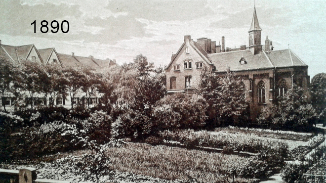 Älteste Ansicht des Kath. Krankenhauses Dortmund-West um 1890 - Quelle St. Lukas Gesellschaft
